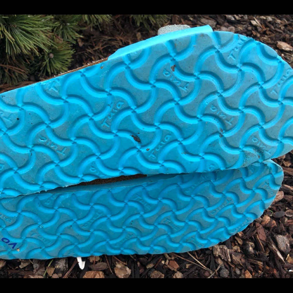Tula Teal Blue Leather Slide On Thong Sandals - Picture 6 of 7